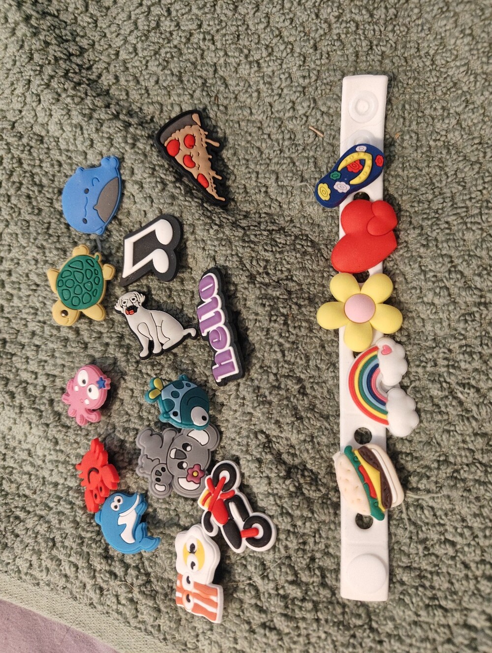 Kids White Charm Bracelet with Colorful Decorative Shoe Charms and wrist band